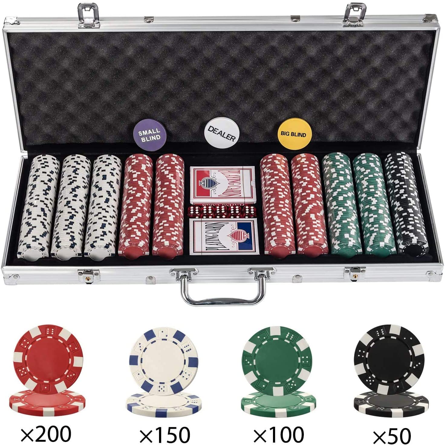500 Piece Texas Holdem Poker Chips Set With Aluminium Case: image 2