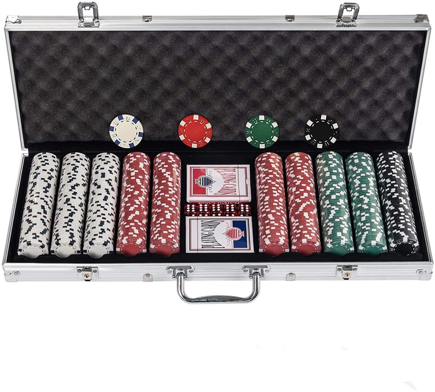 500 Piece Texas Holdem Poker Chips Set With Aluminium Case